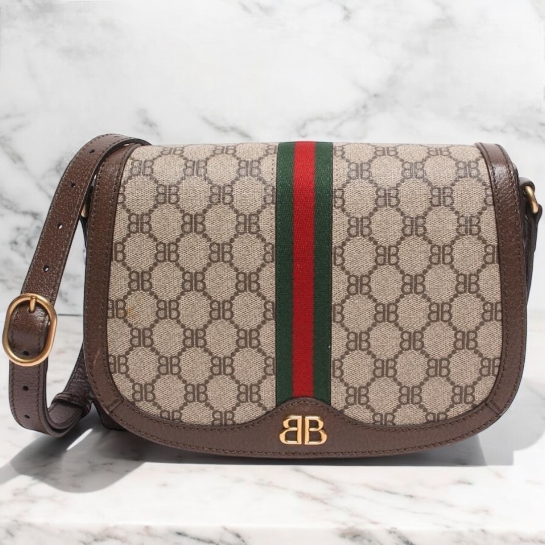 【VINTAGE】GUCCI コラボ レザー ショルダーバッグ