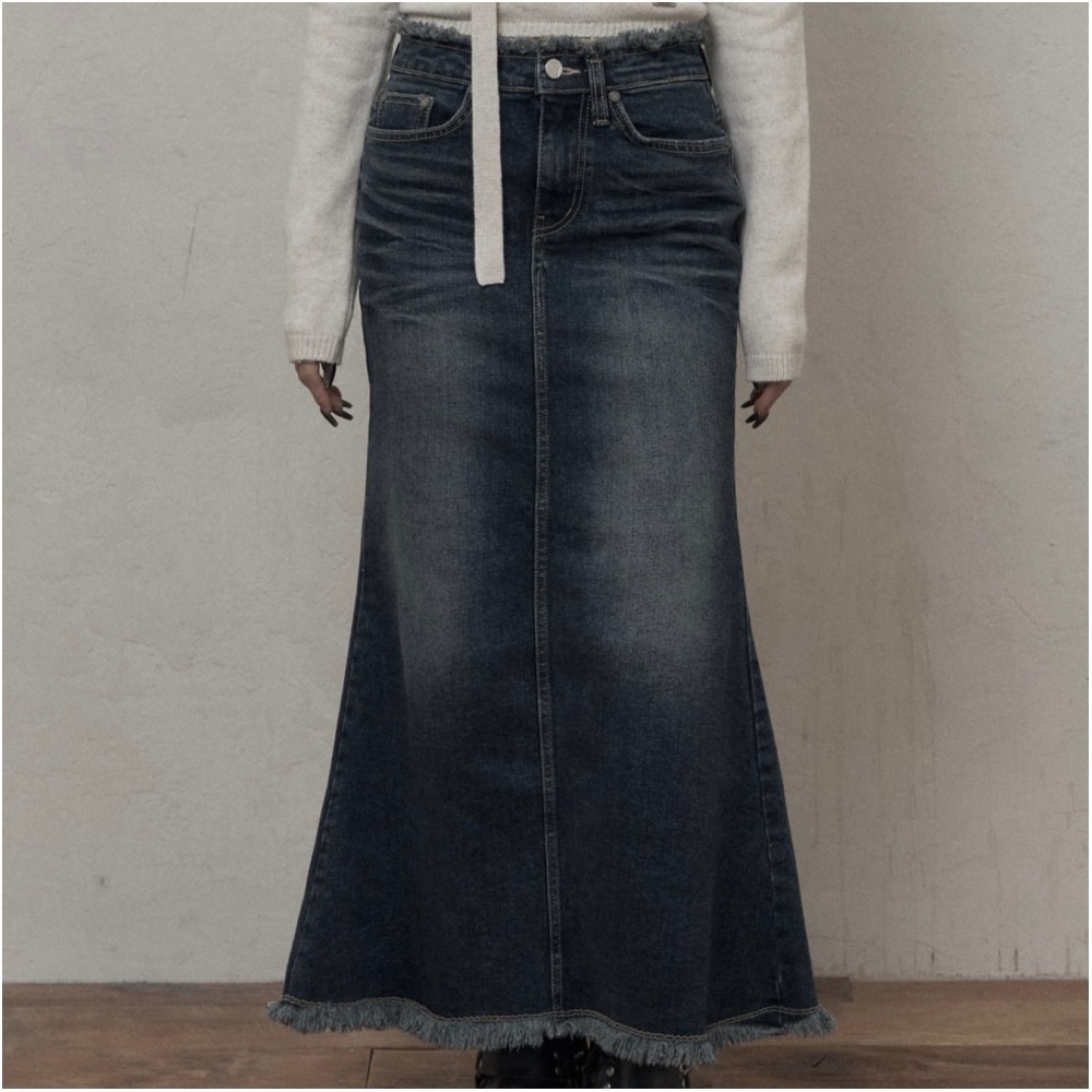 スカート KHAKIPOINT Mermaid Denim Skirt (blue)