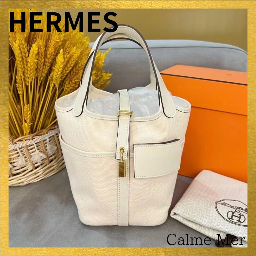 【HERMES】金色金具！ ☆ ピコタン ポケットPM 18 ホワイト ☆