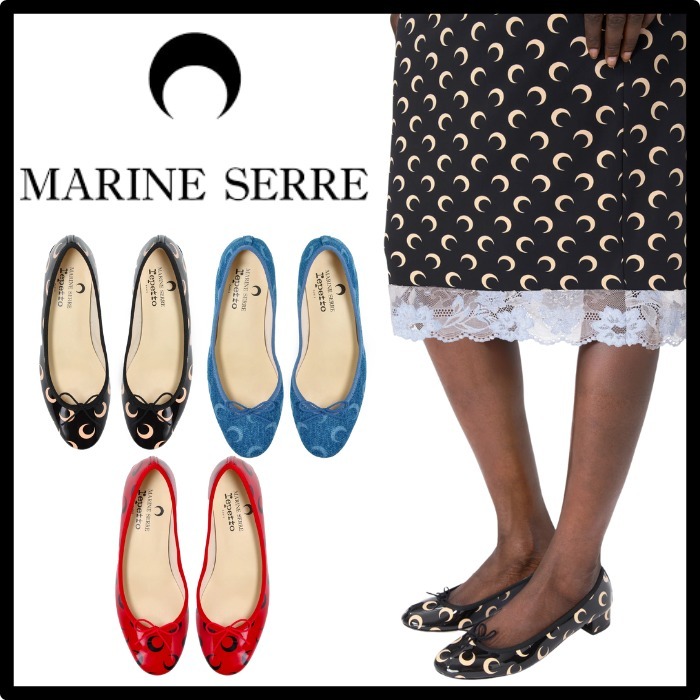 【Marine Serre】 カミーユムーン プリントレザー MS x レペット