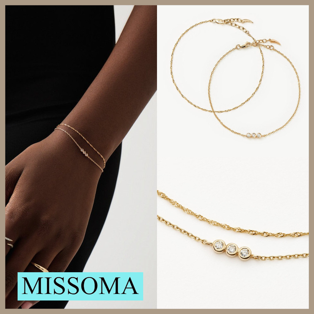 ★MISSOMA★ Diamond Solitaire & Twisted Chain Bracelet Set