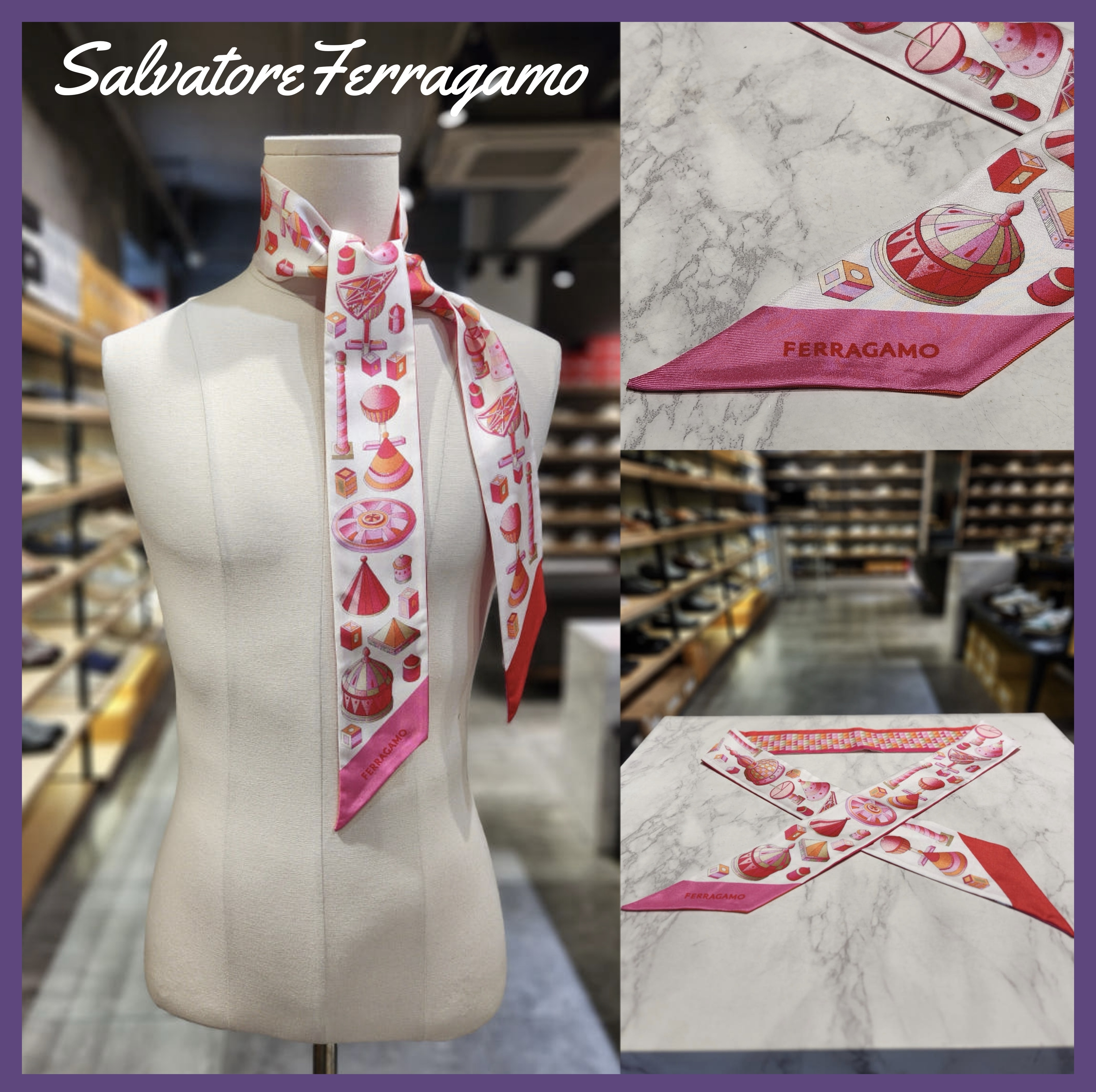 【関税込み】 ☆FERRAGAMO☆ シルク レディース スカーフ