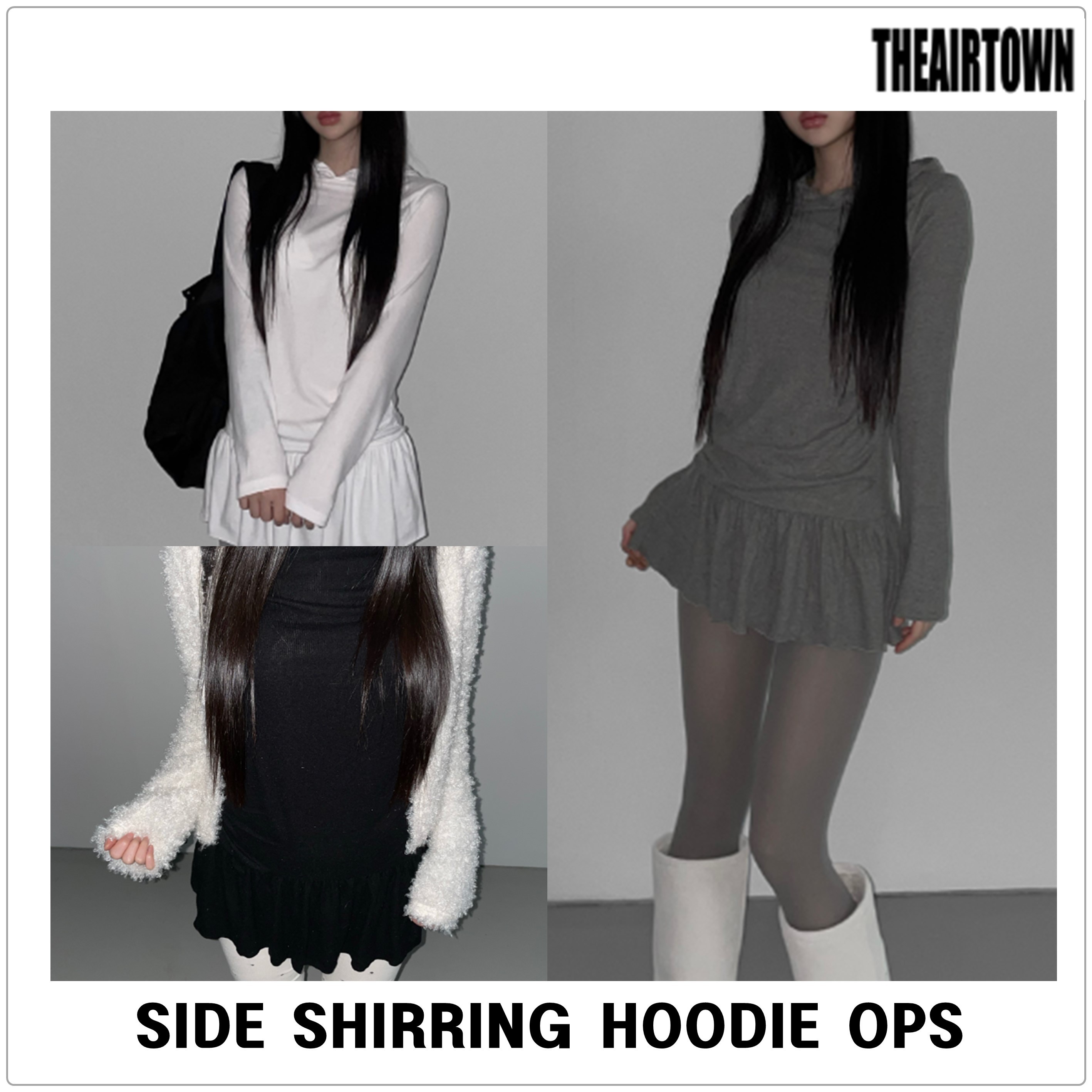 [THEAIRTOWN] SIDE SHIRRING HOODIE ワンピース★韓国★人気★