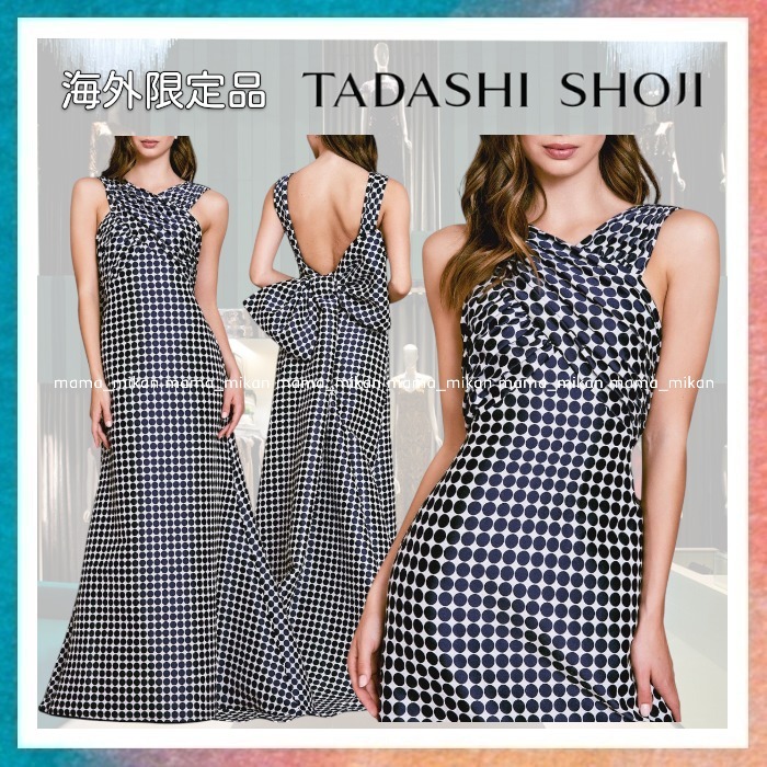 【Tadashi Shoji】背中美しいオープンバックハルタードレス