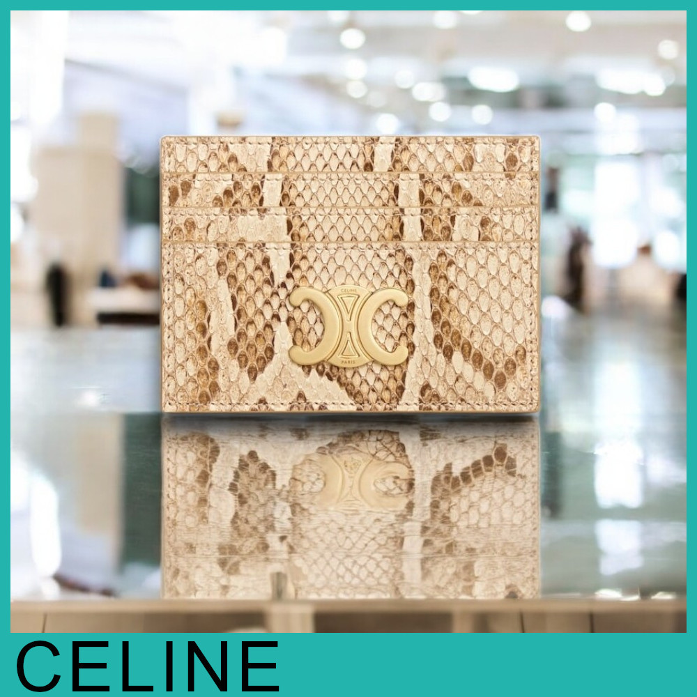 ★CELINE直営店★トリオンフ パイソンレザー カードホルダー