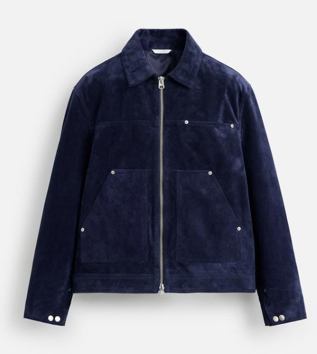 スペイン発送 ZARA スエードレザージャケット 上品カジュアル スペイン発送 ZARA 100%スエードレザーブレザー 上品カジュアル