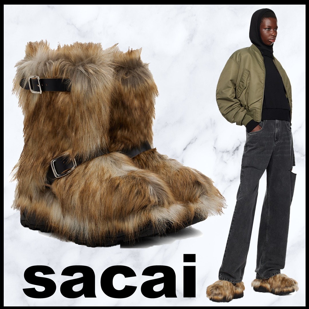【送料関税込】sacai ★ フェイクファーブーツ ビブラムソール