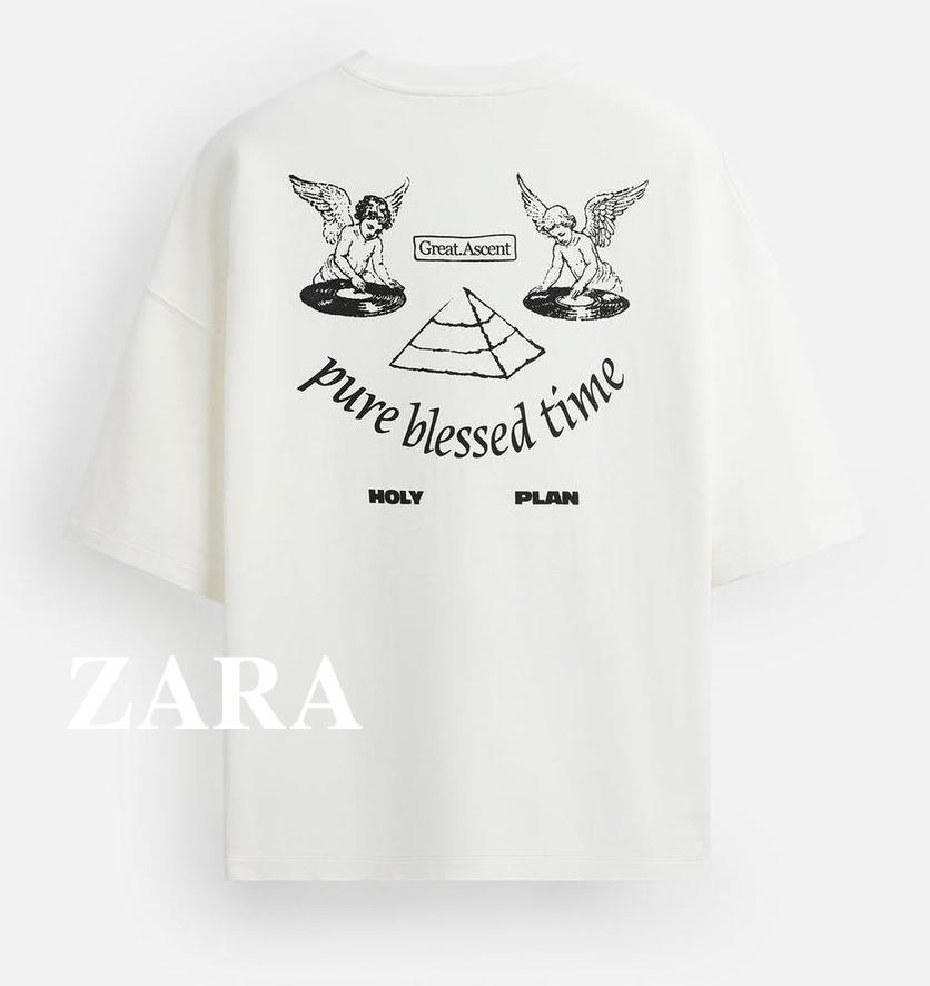★ドイツ発*ZARA*新作*グラフィックプリント半袖スウェット/WH★