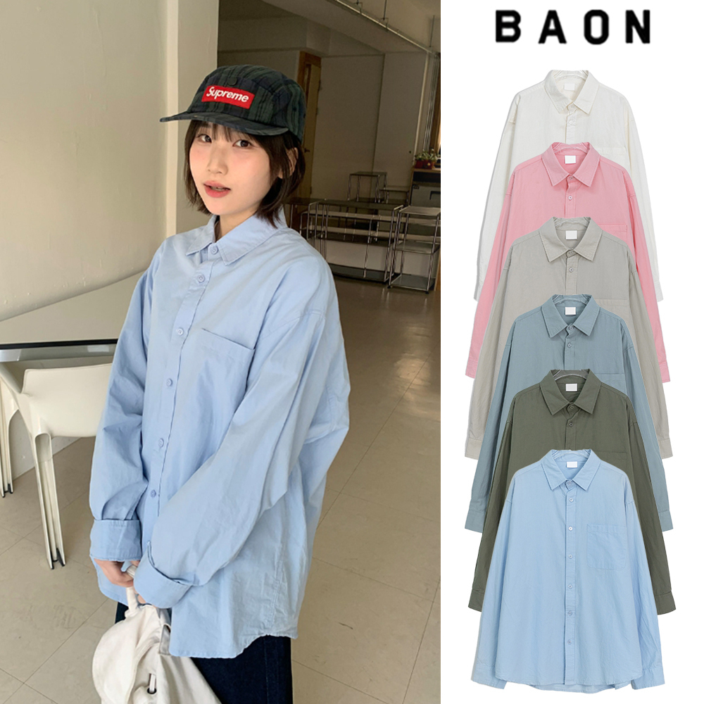 【BAON】[unisex] Dametta Pocket Basic Over Shirt
