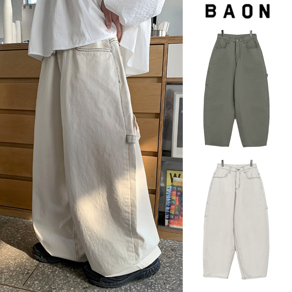 【BAON】Annish stitch carpender wide cotton pants