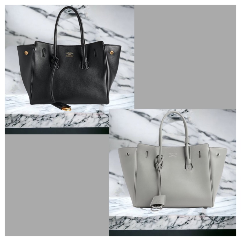 直営店BALENCIAGAキャリーオールハンプトンミニ バッグ黒/グレー