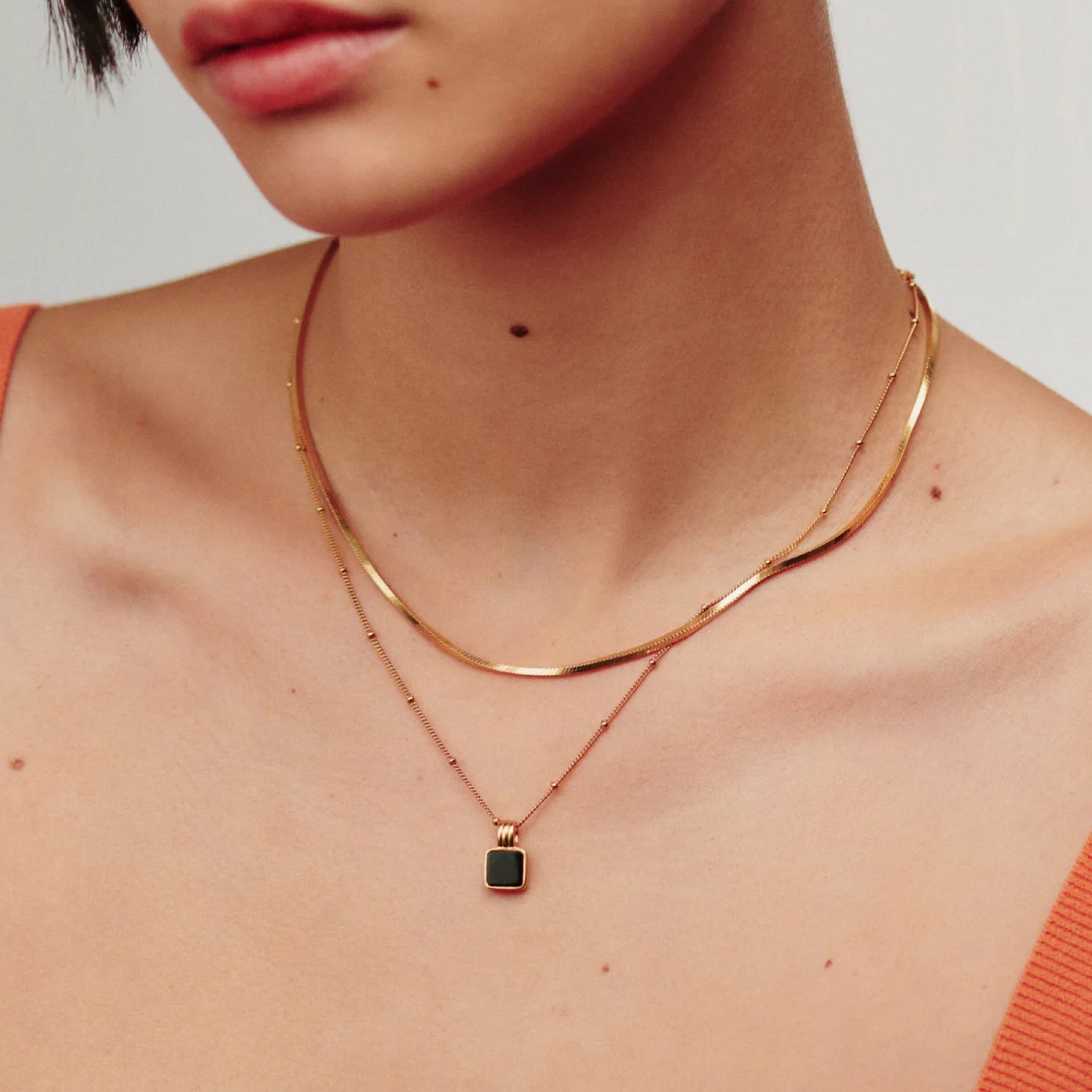 【MISSOMA】LUCY WILLIAMS SQUARE GEMSTONE ネックレス MISSOMA◇Lucy Williams Square Onyx GEMSTONEネックレス 天然石