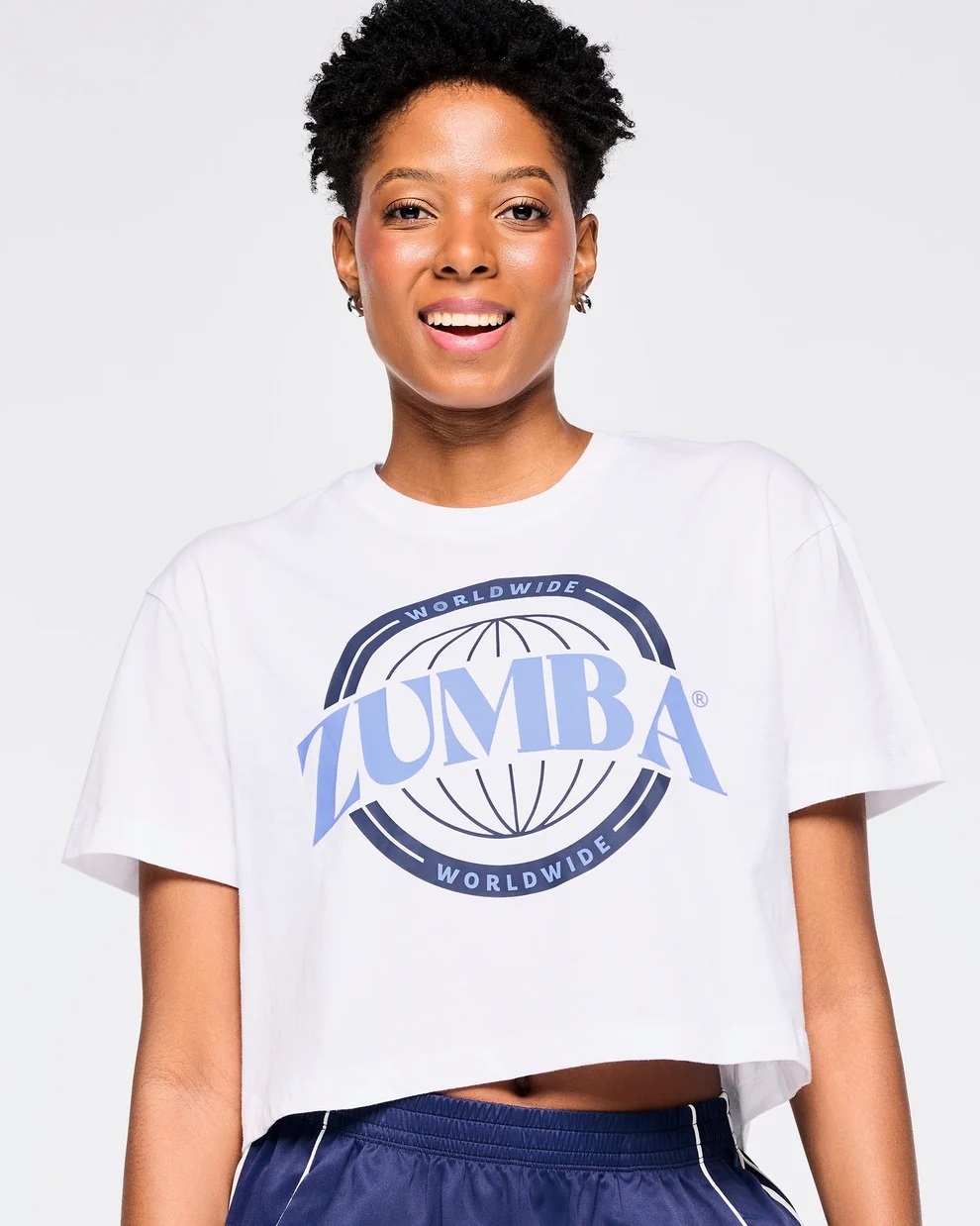 新作♪ズンバZumba Out Loud Crew Neck Crop Top - White