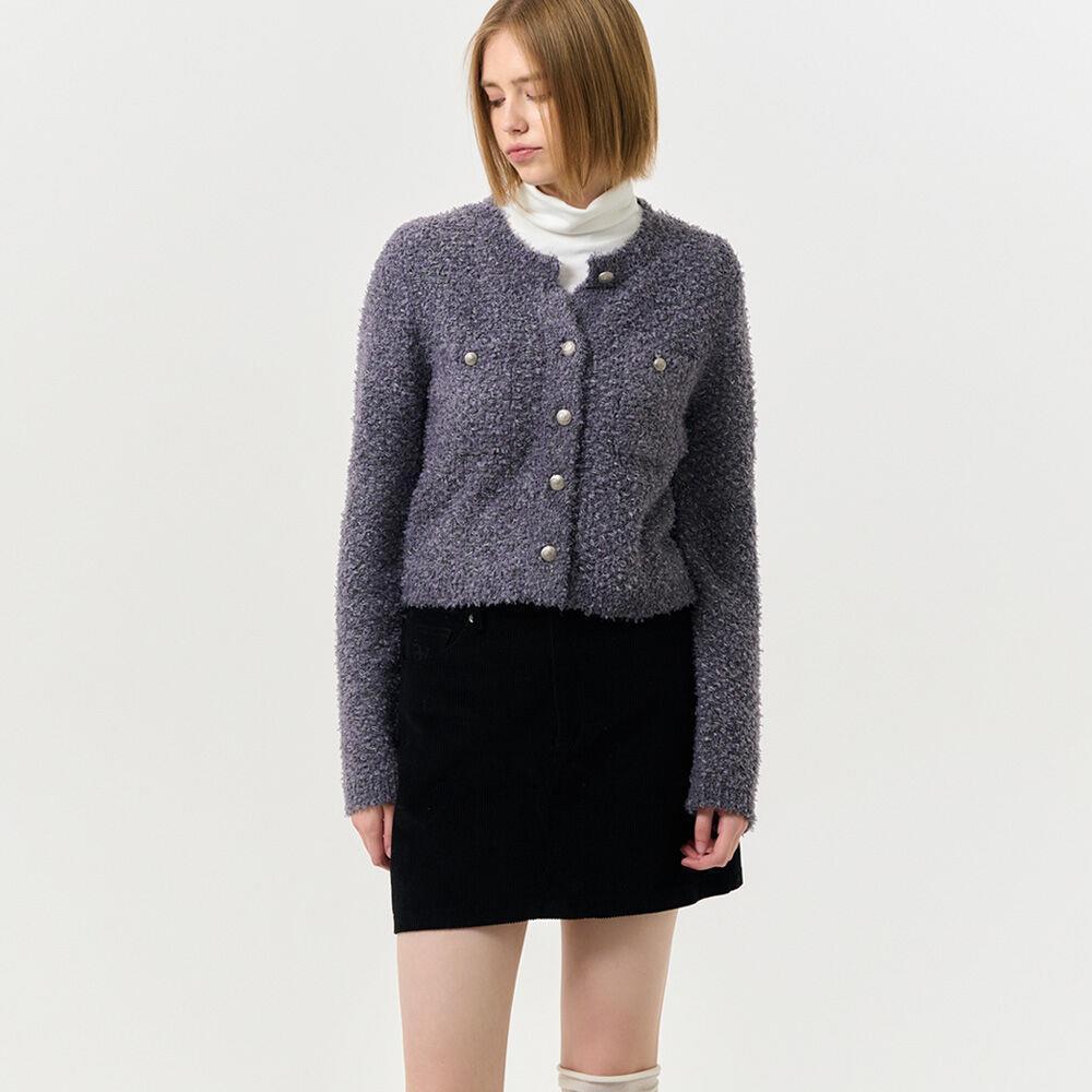 ★GENERAL IDEA★ WOMAN Boucle Tweed Knit Jacket [CHARCOAL] /