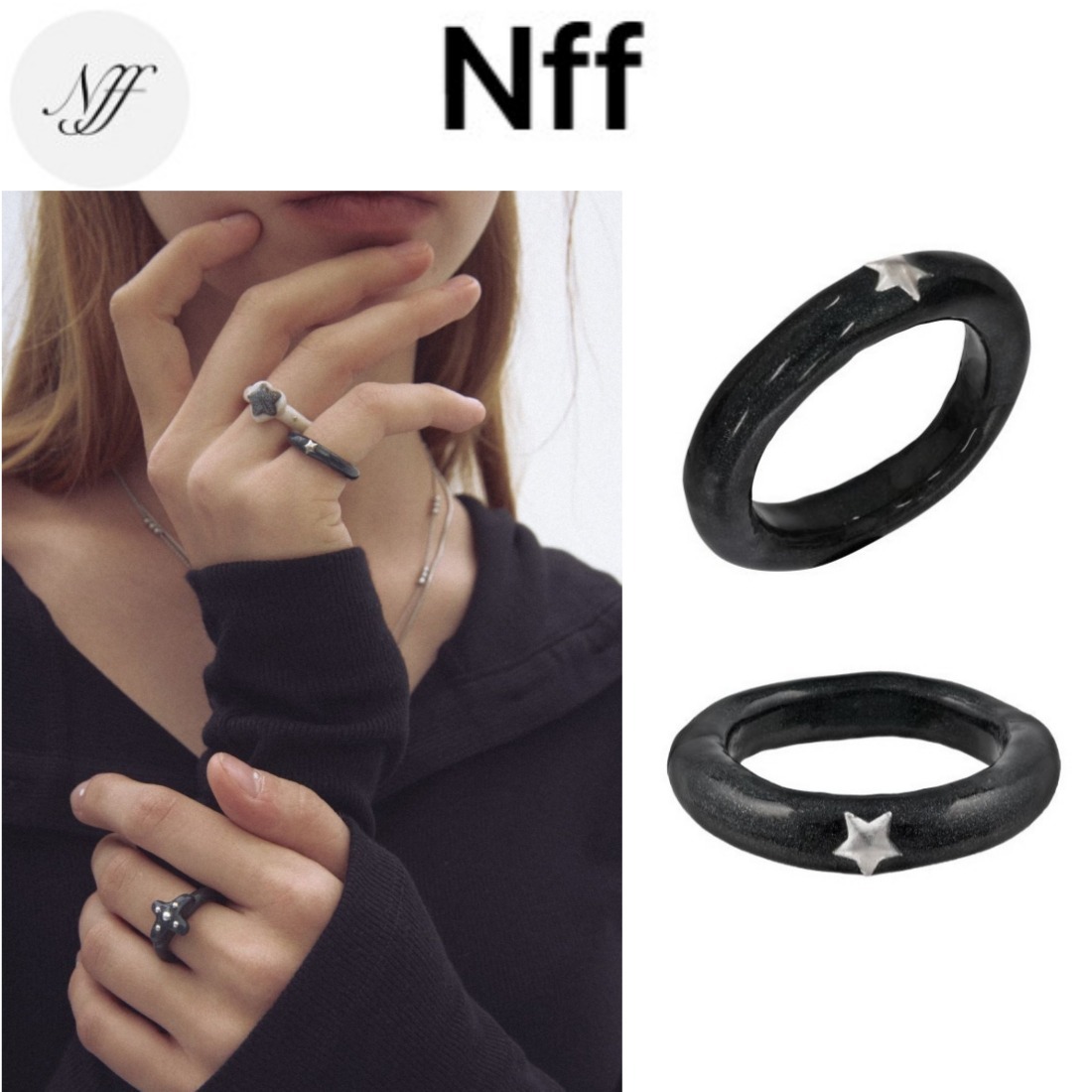 [韓国人気ジュエリー] nff Way Ring Black