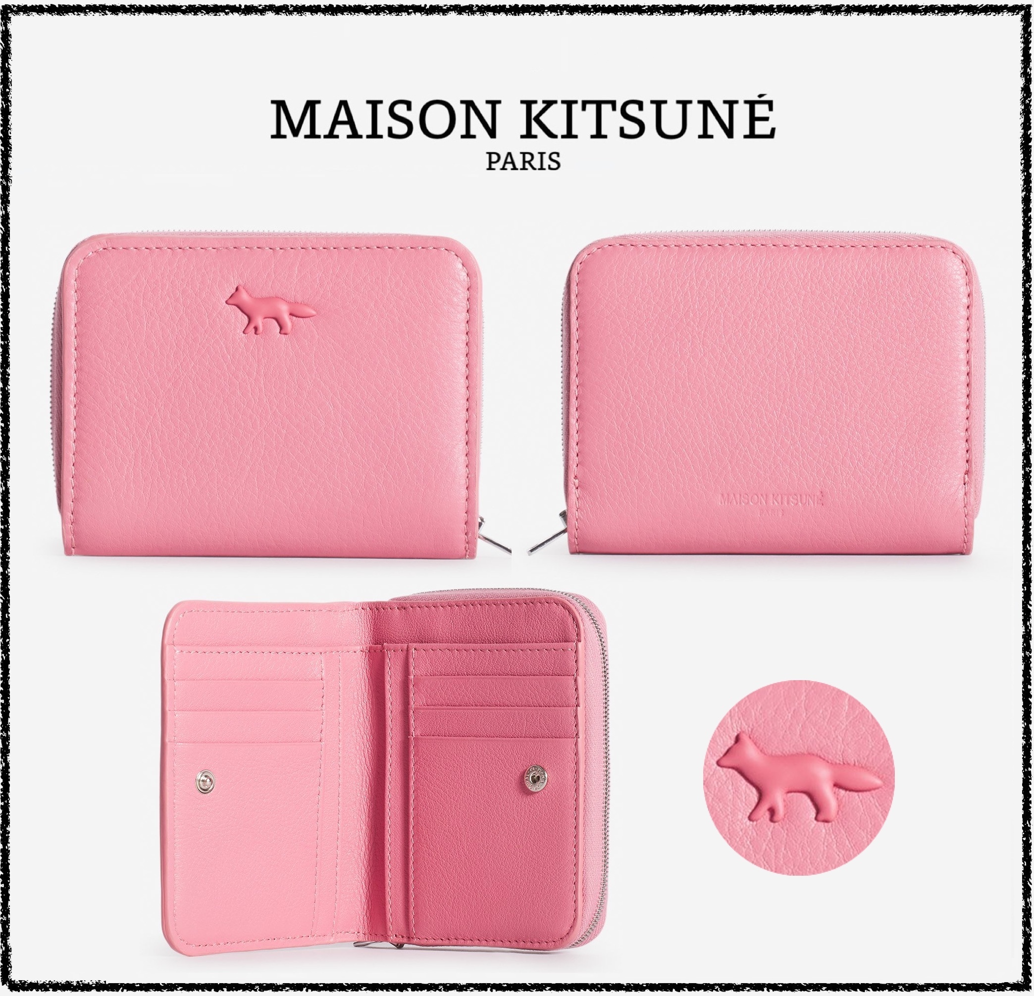 ★MAISON KITSUNE★ THE CLOUD ZIPPED WALLET 財布 ストロベリー