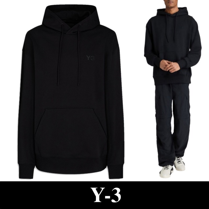 関税込【Y-3】French cotton-blend terry hoodie