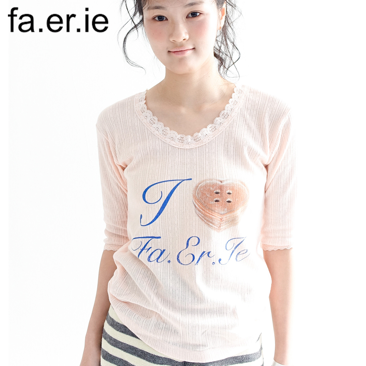 ★fa.er.ie★fa.er.ie lace T-shirt (pink)★正規品/韓国送料込