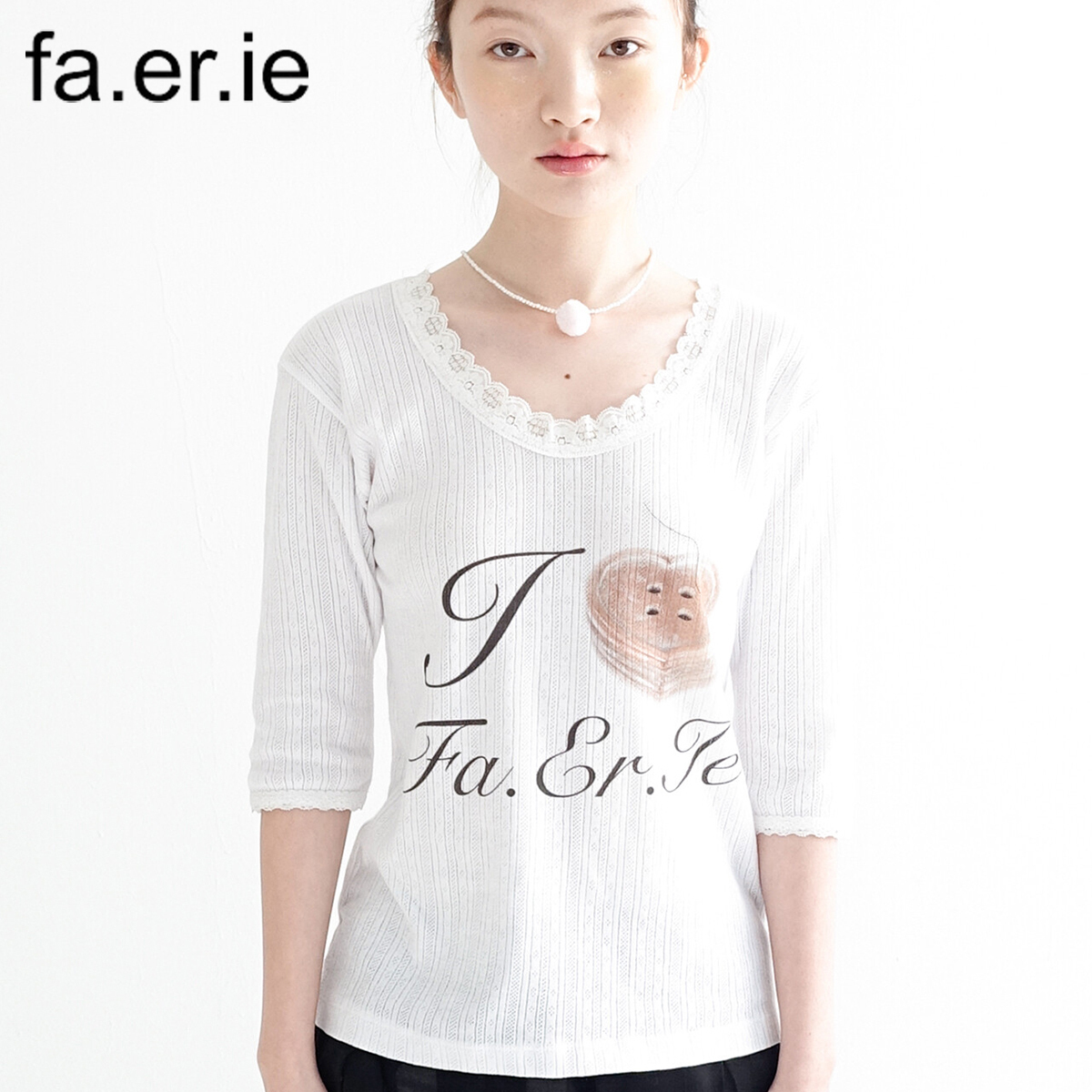 ★fa.er.ie★fa.er.ie lace T-shirt (ivory)★正規品/韓国送料込