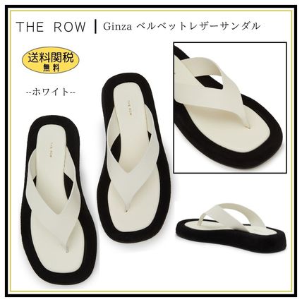 【The Row】レザー＆ベルベット Ginza サンダル ♪ミルク色 GINZA The Row(ザ・ロウ) サンダル・ミュール(レディース