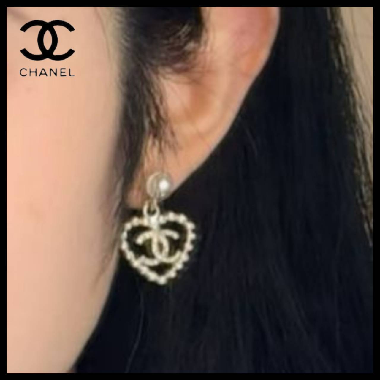 国内発送【エレガントに揺れる可愛いハート】CHANEL ピアス