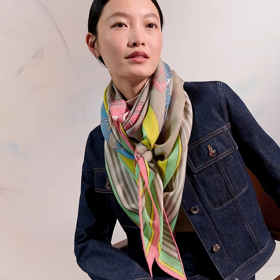 【大人気！】HERMES triangle geant ex libris スカーフ