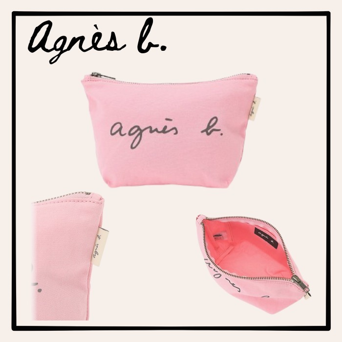 【agnes b.】アニエスべー ピンク ロゴプリント ポーチ