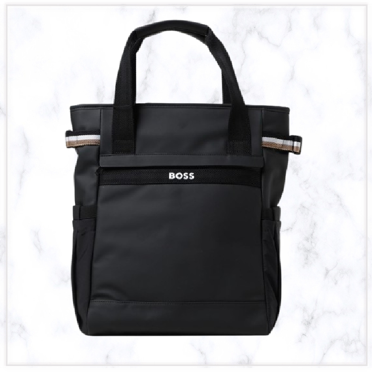 【BOSS】ブラック◆おむつ替えシート付き◆マザーズバッグ