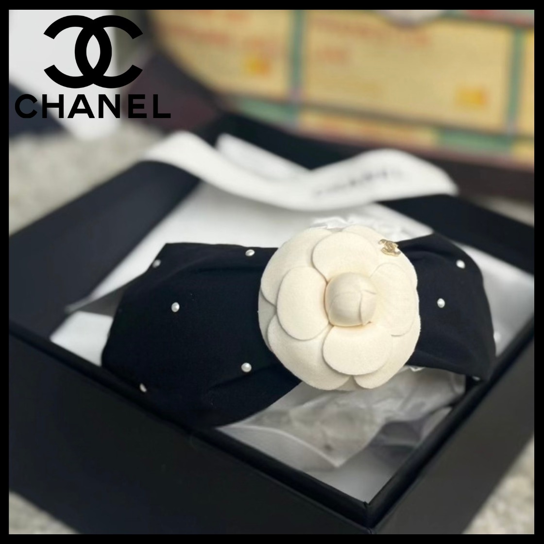 カメリア×パールがフェミニンな♪【CHANEL】25C カチューシャ