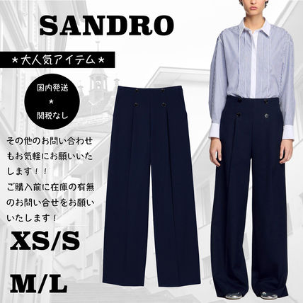 ★SANDRO★サンドロ ハイライズ ストレート レッグパンツ SANDRO ハイライズ ストレートジーンズ | ブルー | FARFETCH JP