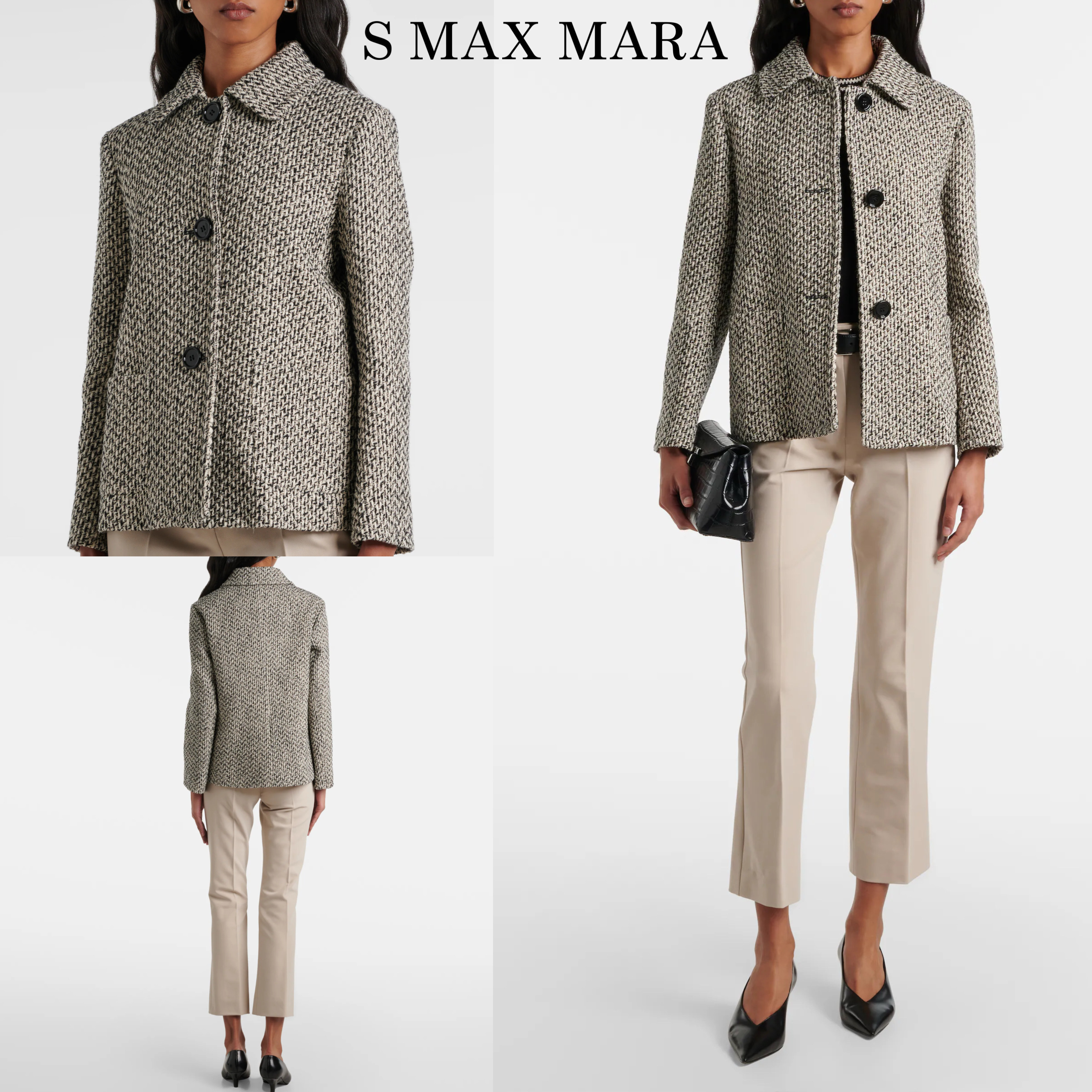 *S MAXMARA* コットン&ウール ジャケット モノクロ