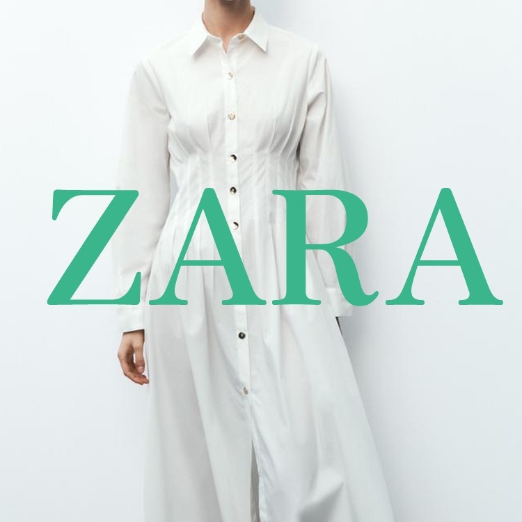 【ZARA】フィットウエストポプリンワンピース 0387/053/250