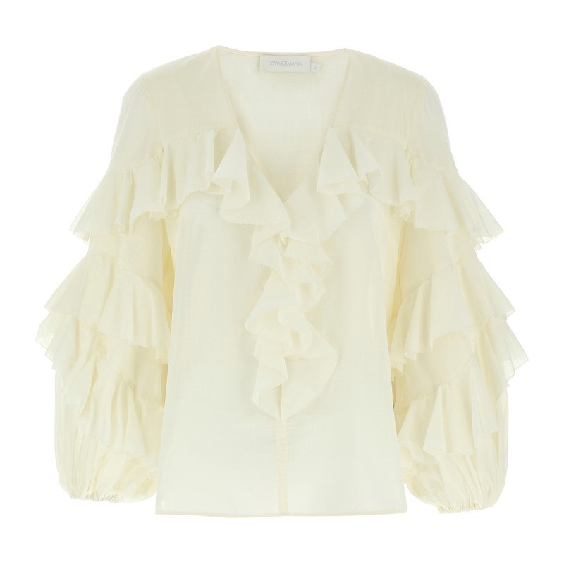 Tシャツ・カットソー Zimmermann SS25 'Acacia Ruffle' blouse (2454TRS252 TEA)