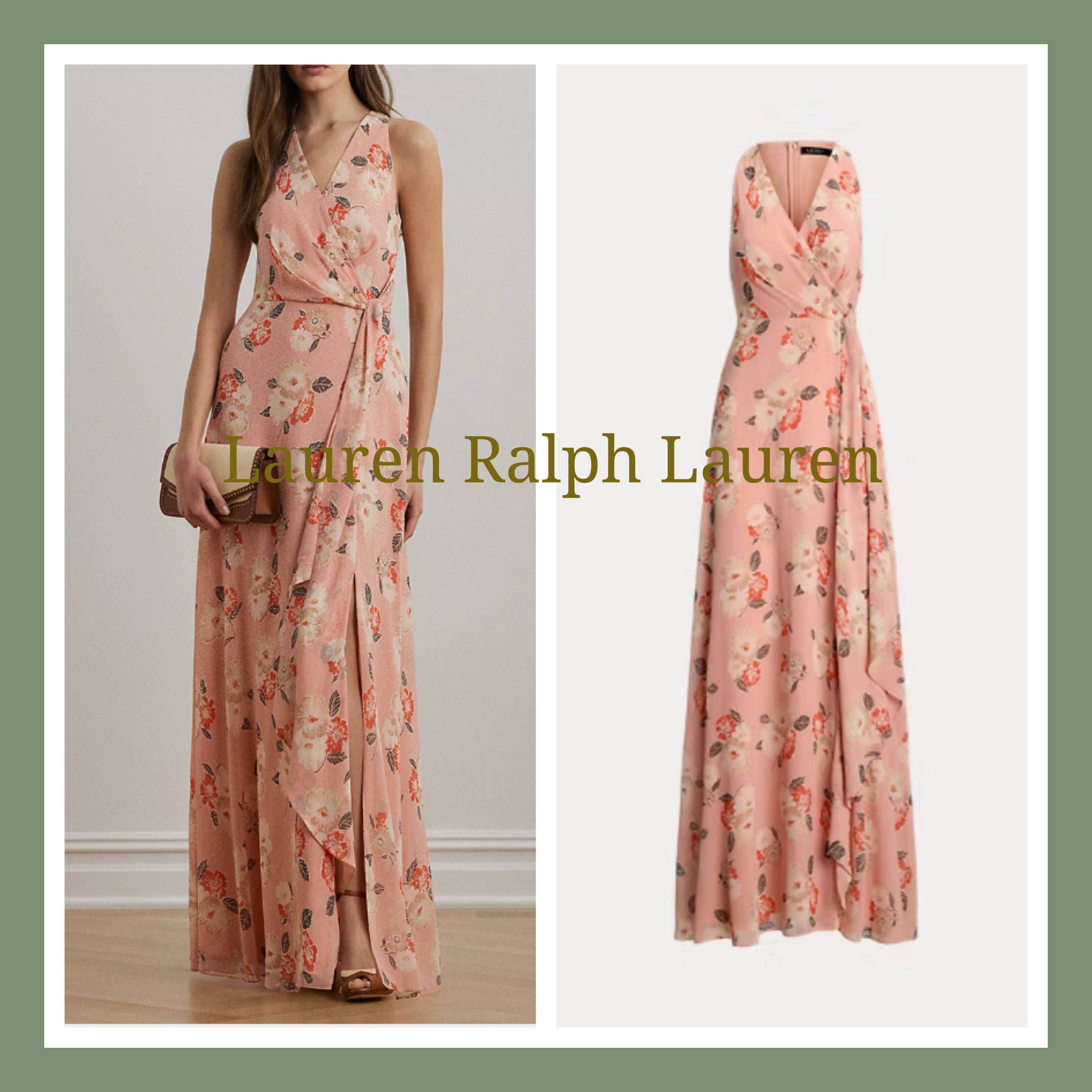 【Ralph Lauren】フローラル フリルトリム ガウン ドレス