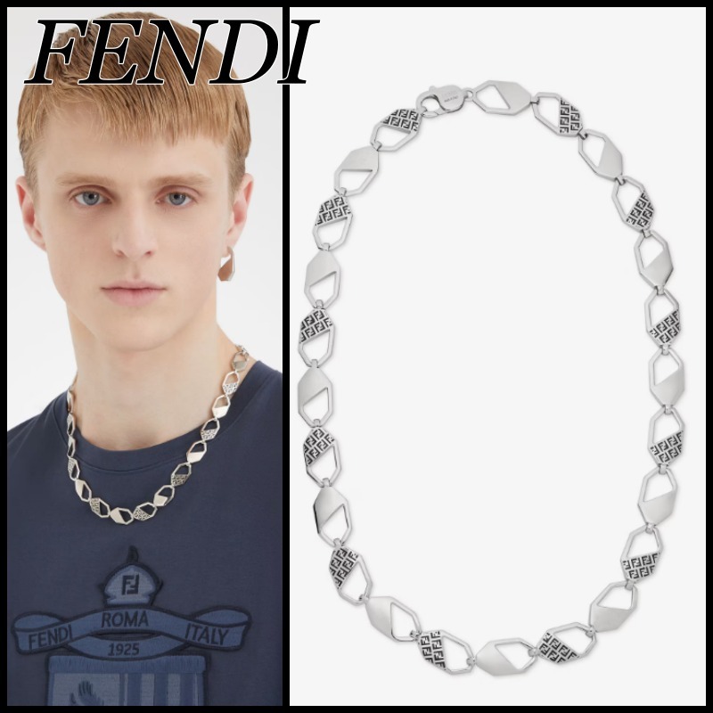 【関込】新作◆FENDI フェンディ◆FFロゴ ヘキサゴン ネックレス