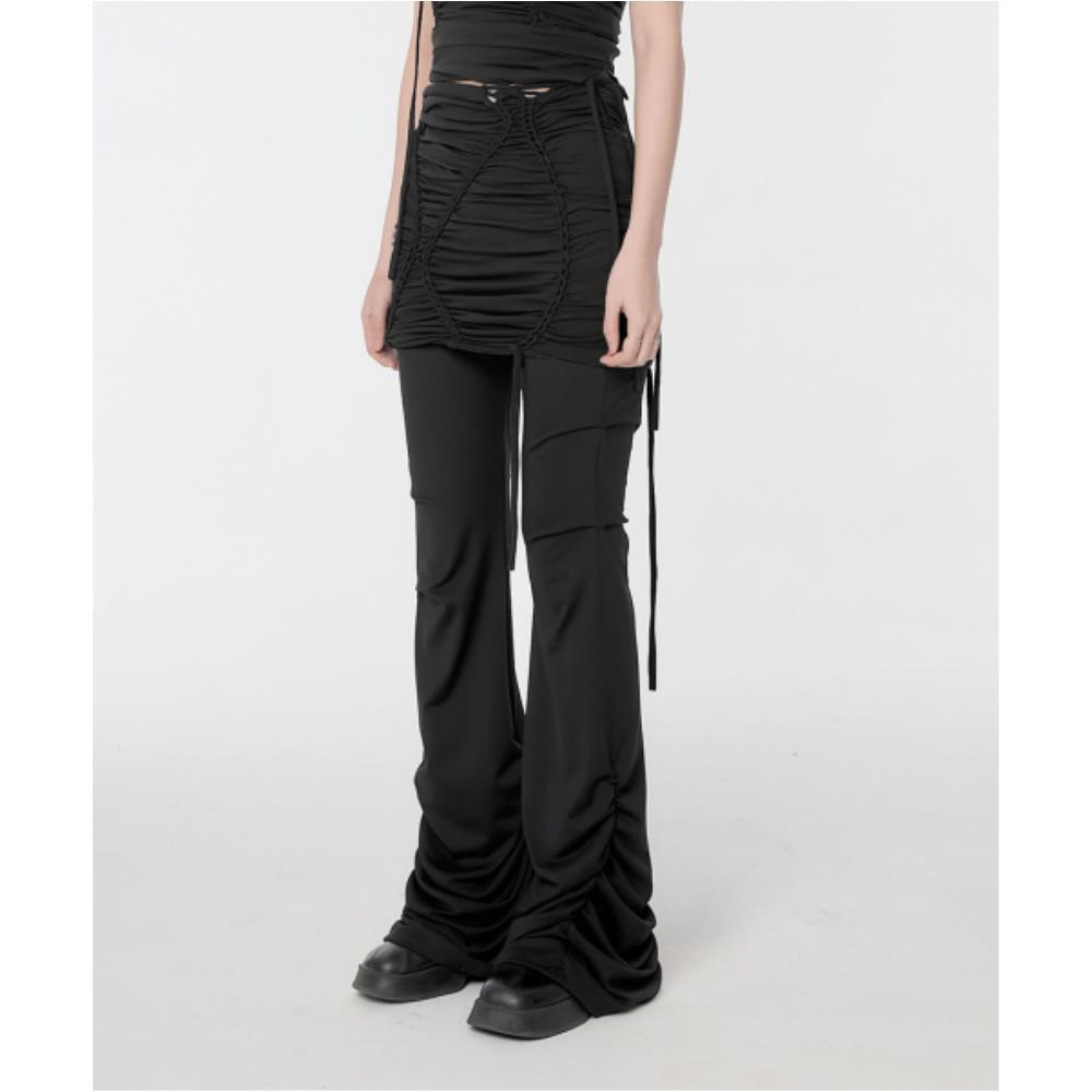 ◆FLARE UP◆ SET Handmade Twisted Skirt Pants FL237Black FL-