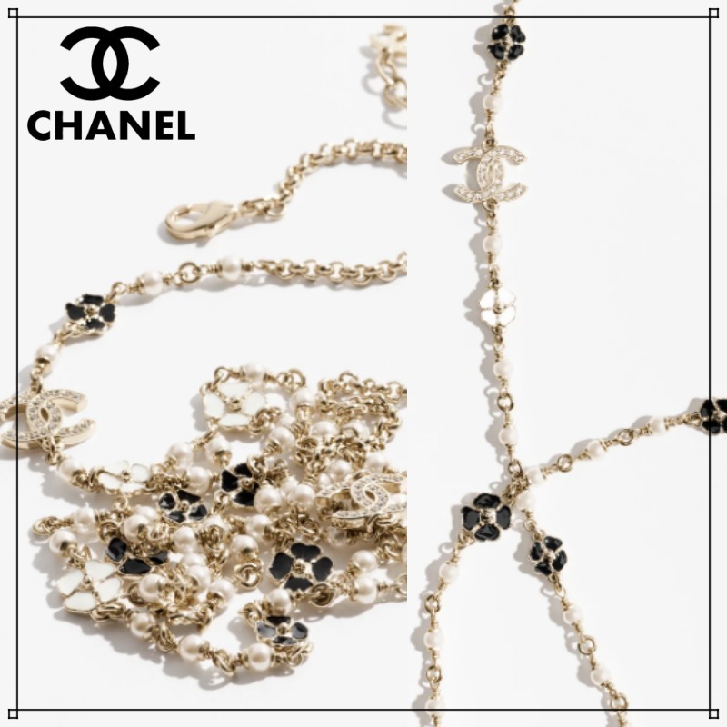 ≪25P★≫CHANEL ロングネックレス ブラックホワイト