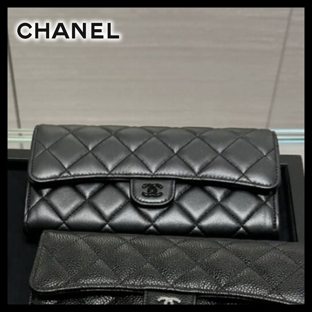 【COOLなオールブラック♪】CHANEL ソーブラック 長財布