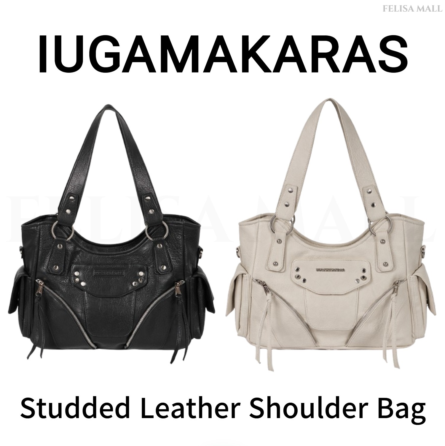 [IUGAMAKARAS] Studded Leather Shoulder Bag 韓国バッグ 人気