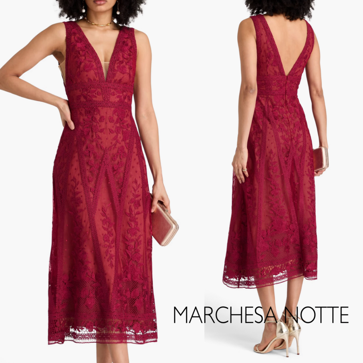 花柄★レース★チュール★ワンピース★ MARCHESA NOTTE