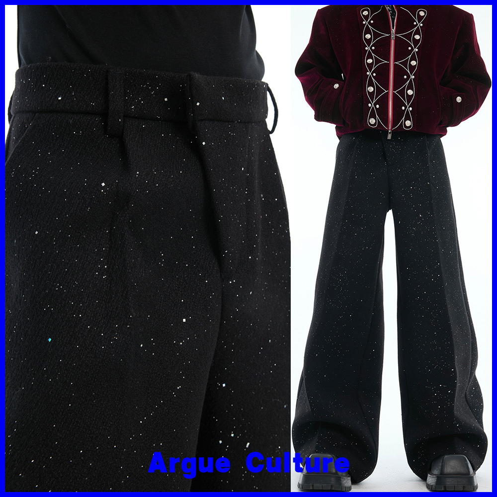 ArgueCulture ラメ ハイウェスト ストレートパンツ スラックス