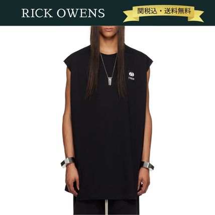 国内発 RICK OWENS ノースリーブラウンドネックTシャツ Rick Owens（ノースリーブ ・ Tシャツ/カットソー(半袖/袖なし
