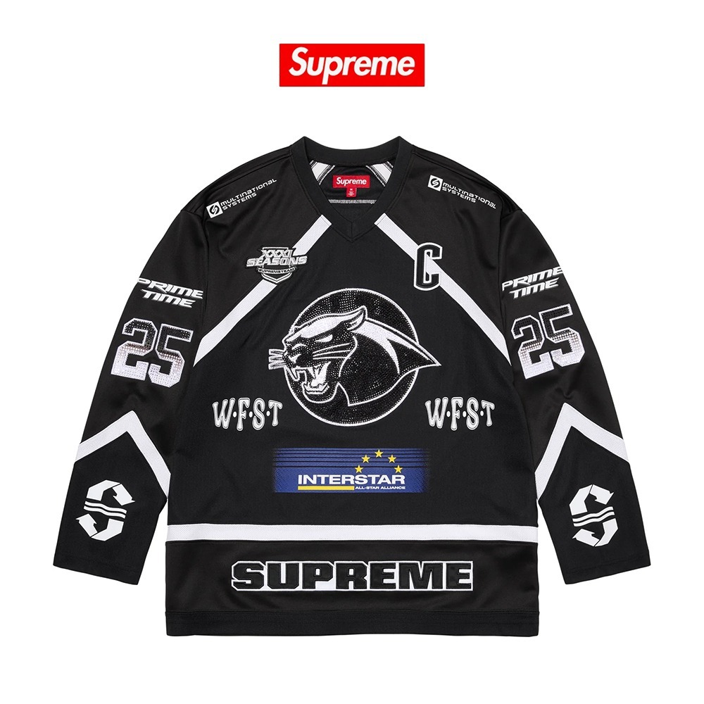 【Supreme】 Rhinestone Hockey Jersey Black - 25SS
