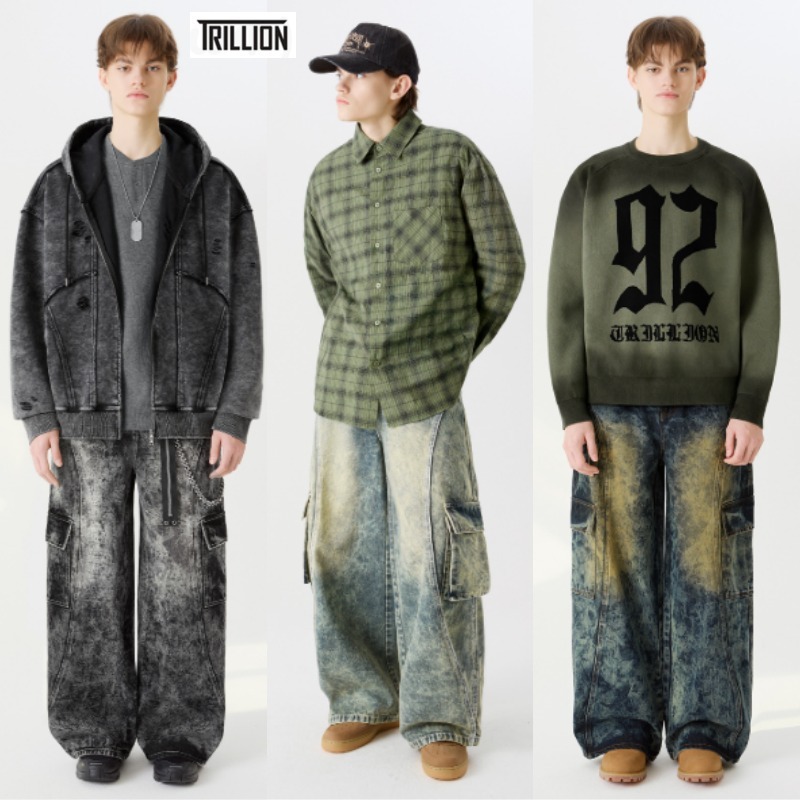★TRILLION★2025SS 新作★Stone cargo wide denim pants★3色