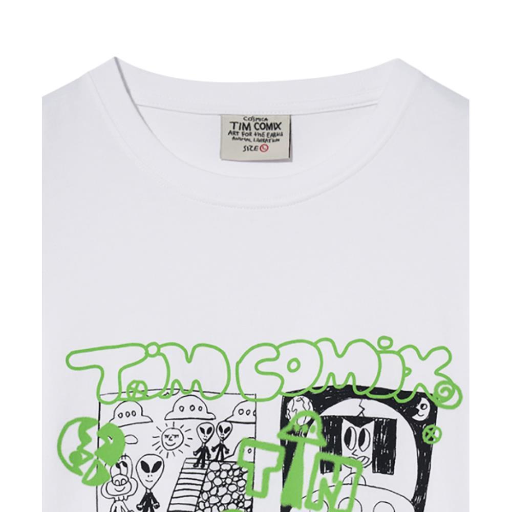 ★TIMCOMIX★ Comics Spray Cartoon Graphic Long Sleeve White
