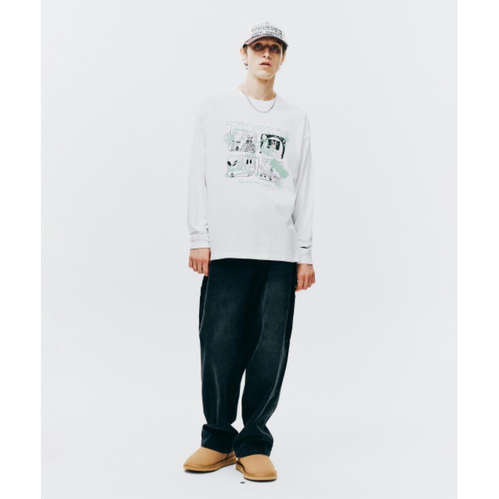 ★TIMCOMIX★ Comics Spray Cartoon Graphic Long Sleeve White