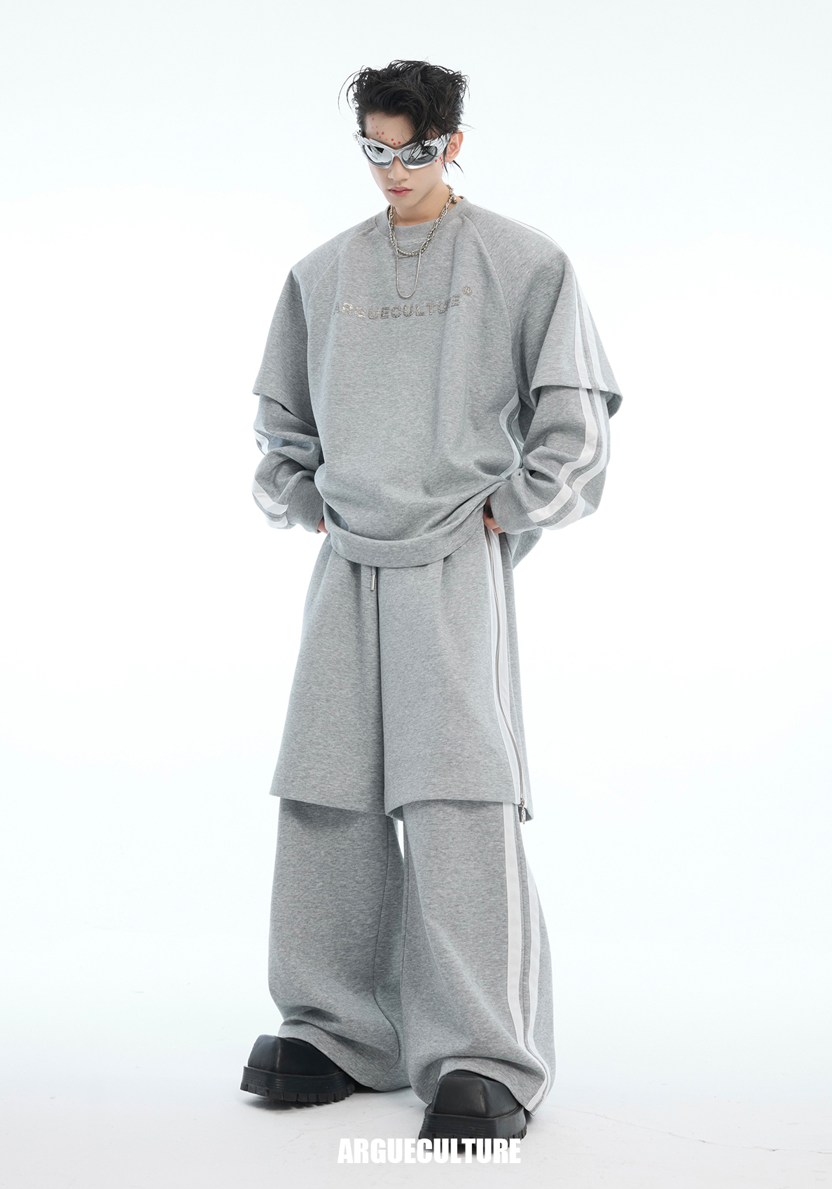 ArgueCultureラインスウェットパンツ レイヤード