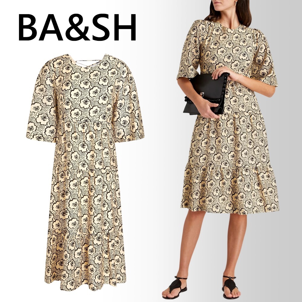 BA&SH リヨセル混 ワンピース ギャザー入り フローラルプリント