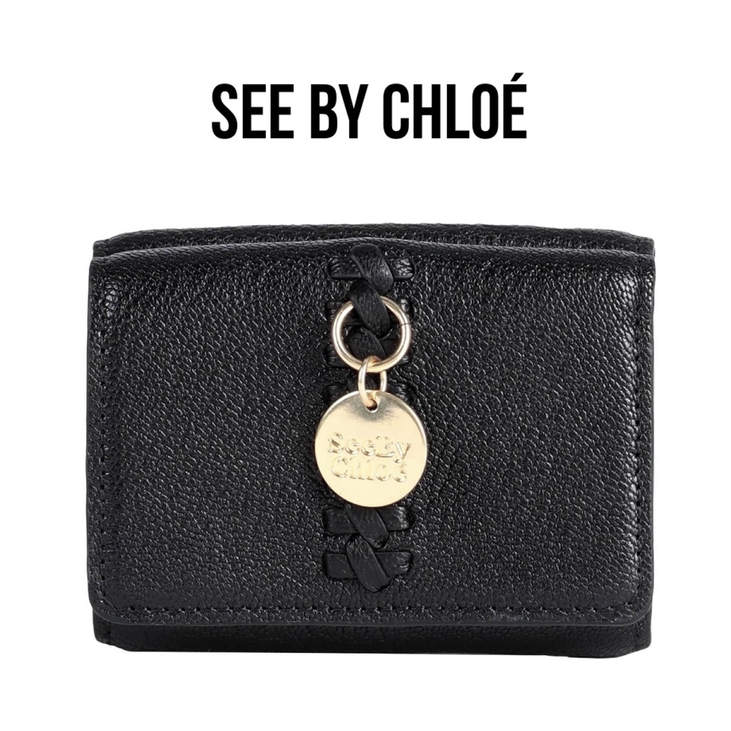 送料関税込み☆SEE BY CHLOE ロゴ レザー コンパクトウォレット