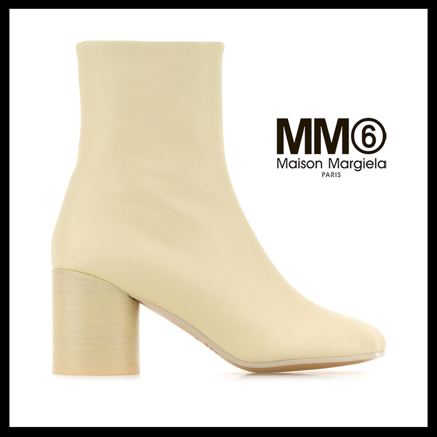 ◆MM6 Maison Margiela◆ アイボリー レザー アンクルブーツ
